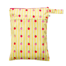 Nestling Double Pocket Wet Bag - Lemon Striped Raspberries