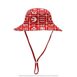 Nestling Neon Swim Bucket Hat - Red Retro Surf