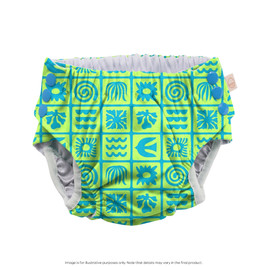 Nestling Neon Swim Nappy - Green Retro Surf