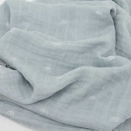 Little Unicorn Single Cotton Muslin Swaddle - Blue Rainbow