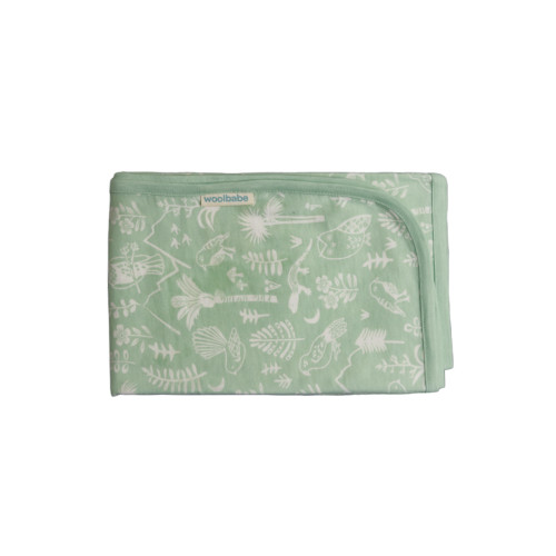 Woolbabe Merino/Organic Cotton Swaddle/Blanket - Moss Wilderness