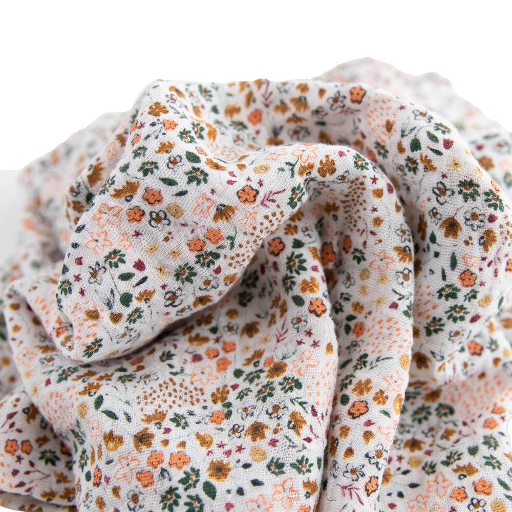 Single Cotton Muslin Swaddle - Pressed Petals