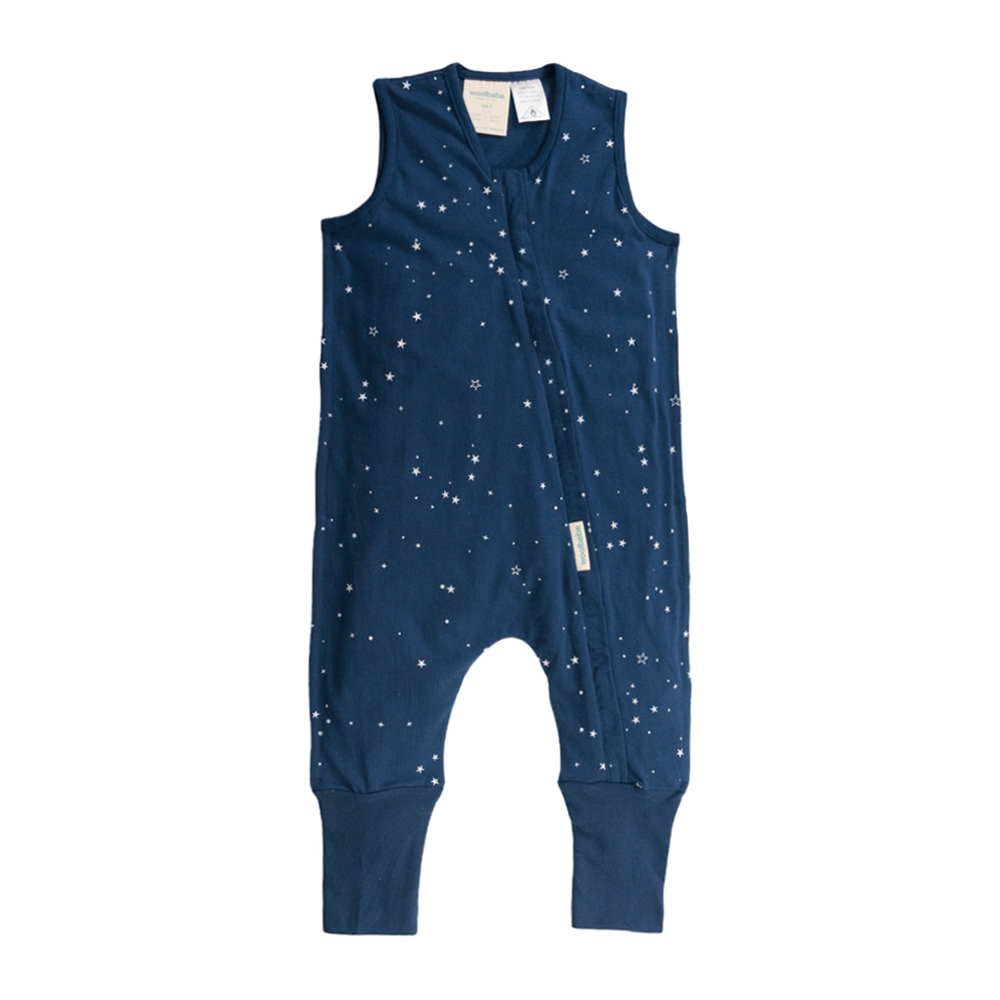 Woolbabe Summer Merino/Organic Cotton Sleeping Suit - Tekapo Stars