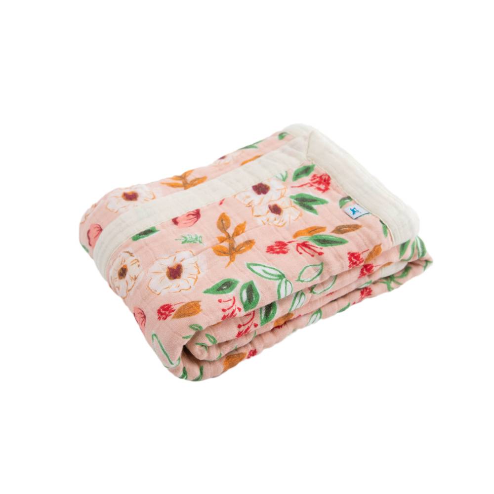 Cotton Muslin Baby Blanket - Vintage Floral