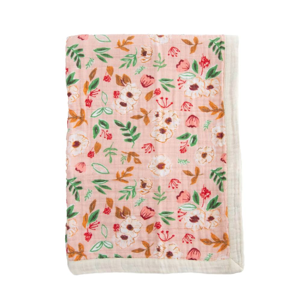 Cotton Muslin Baby Blanket - Vintage Floral