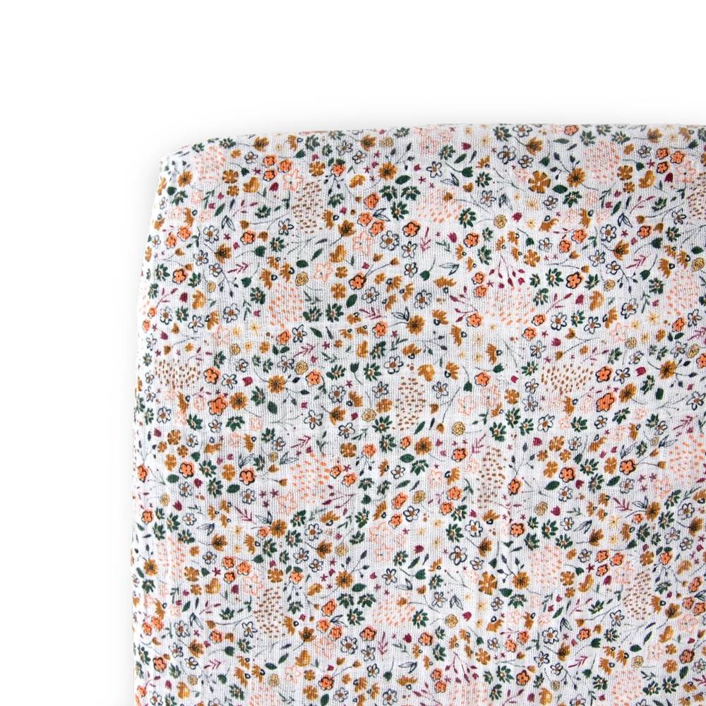 Muslin Fitted Cot Sheet - Pressed Petals