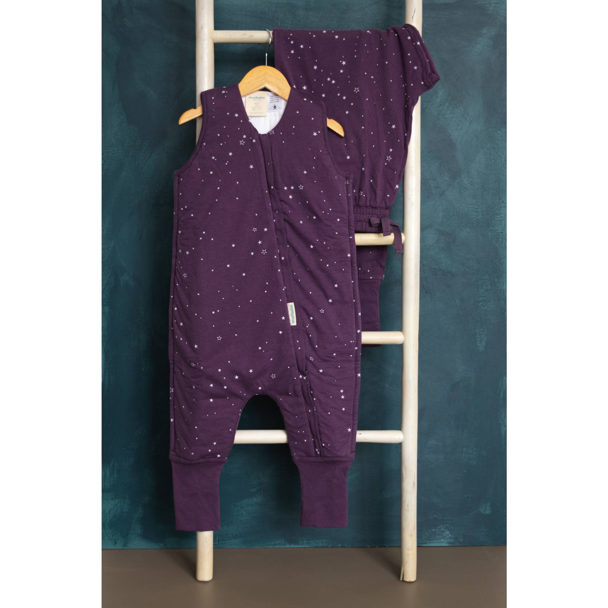 Woolbabe Duvet Merino/Organic Cotton Sleeping Suit - Twilight Stars