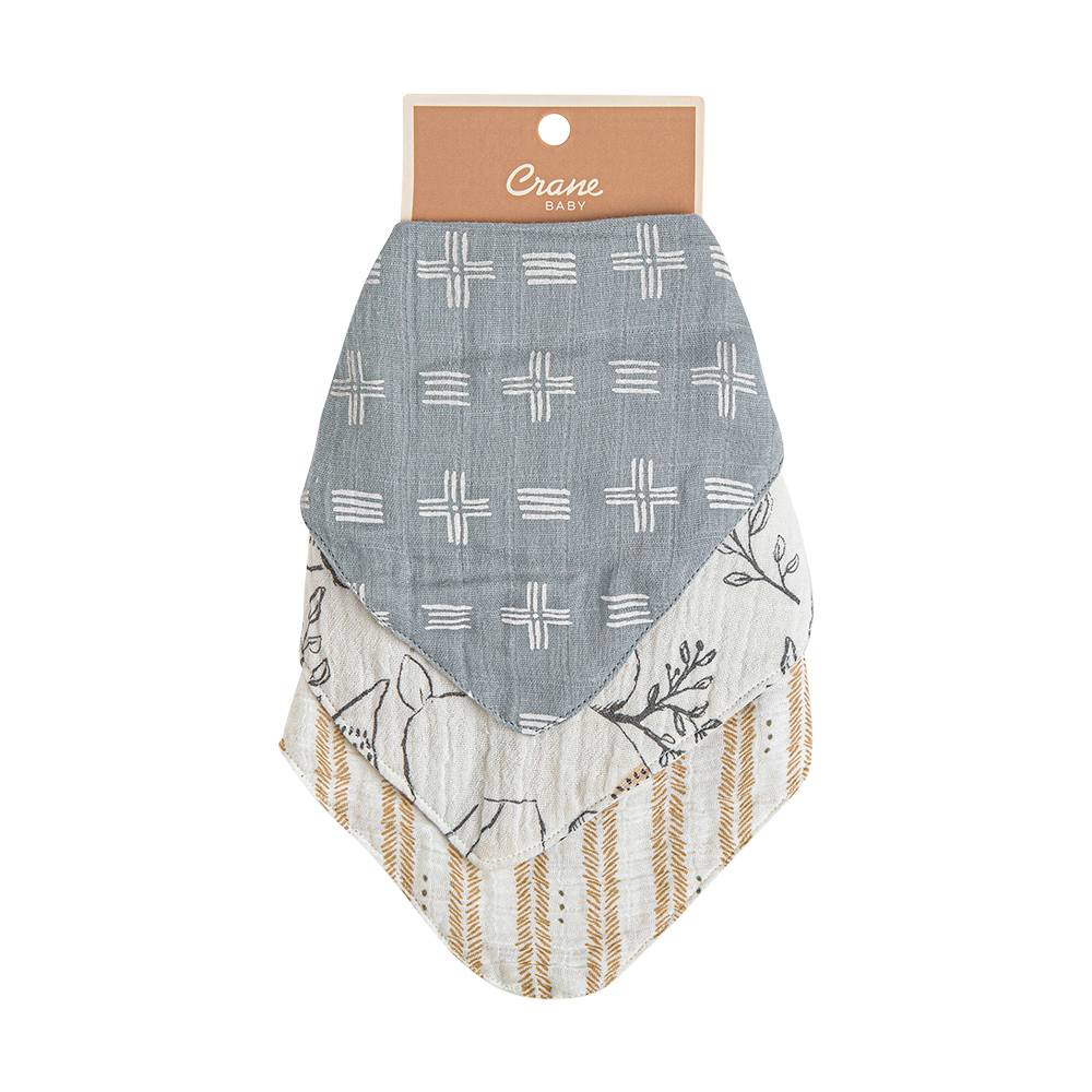 Crane Baby Muslin Bib Set - 3 Pack - Ezra