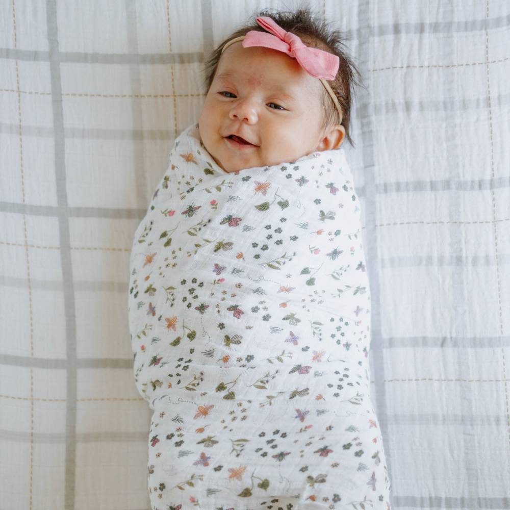 3pk Cotton Muslin Swaddle - Garden Bees