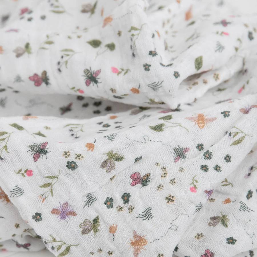 Little Unicorn Single Cotton Muslin Swaddle - Garden Bees