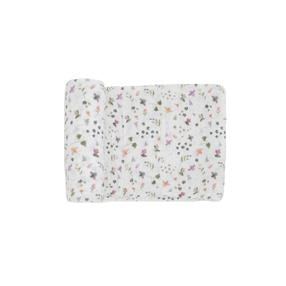 Little Unicorn Single Cotton Muslin Swaddle - Garden Bees