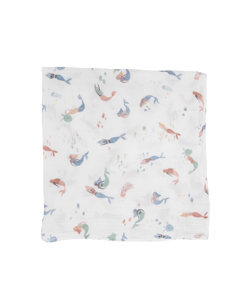 Single Cotton Muslin Swaddle - Mermaid