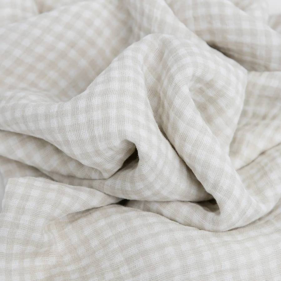 Little Unicorn Single Cotton Muslin Swaddle - Tan Gingham