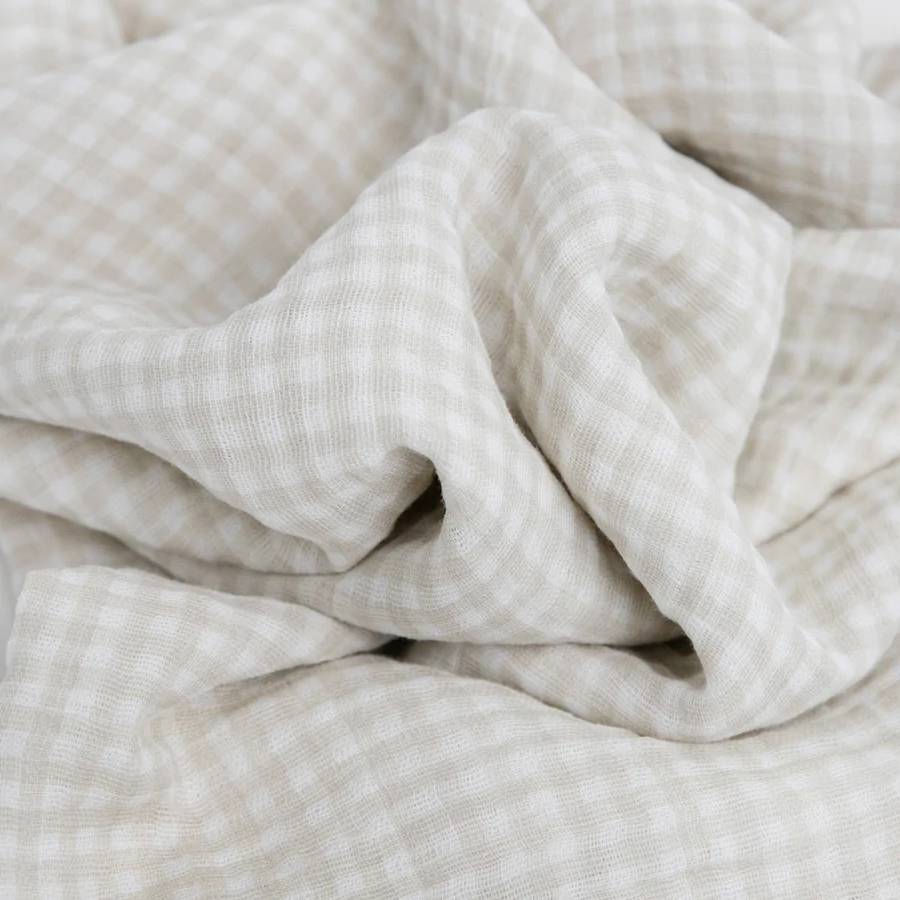 Single Cotton Muslin Swaddle - Tan Gingham