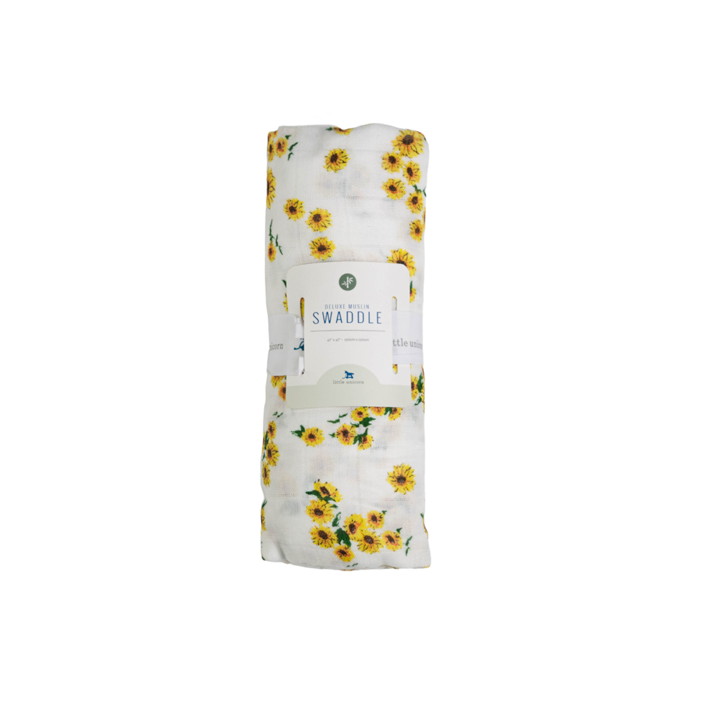 Deluxe Muslin Swaddle - Ditzy Sunflower