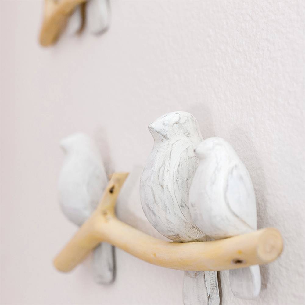 Crane Baby Wooden Perch Wall Decor - 2pc