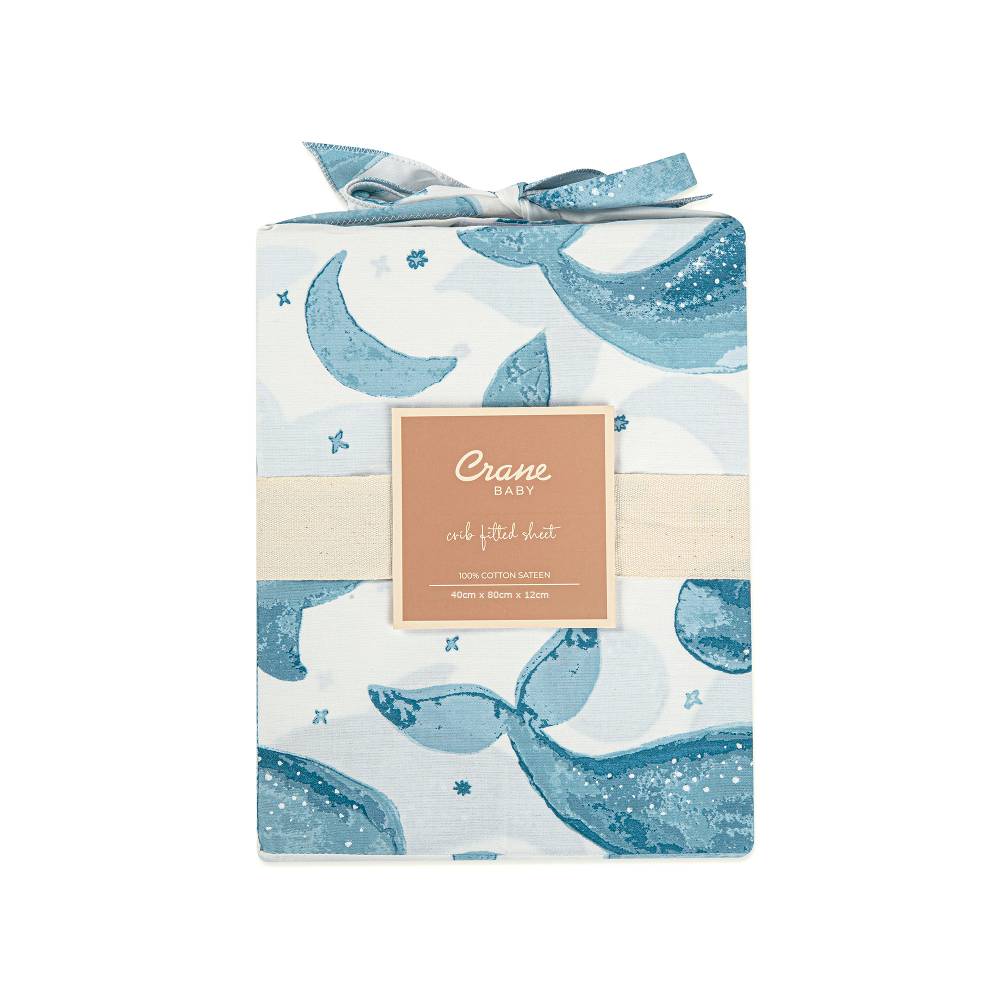 Crane Baby Bassinet Fitted Sheet - Caspian Collection - Caspian Whale