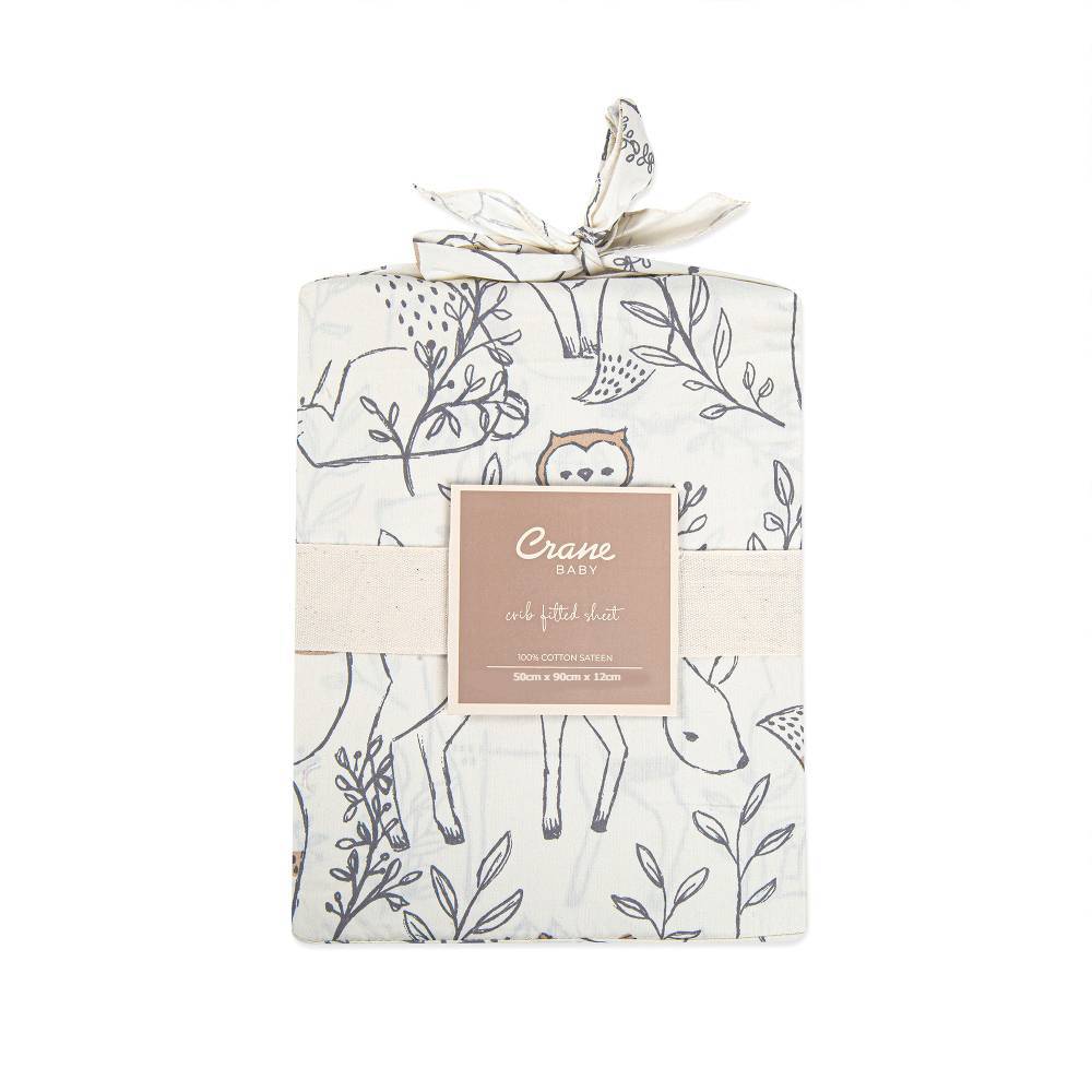 Crane Baby Co-Sleeper Fitted Sheet - Ezra Collection - Ezra Woodland