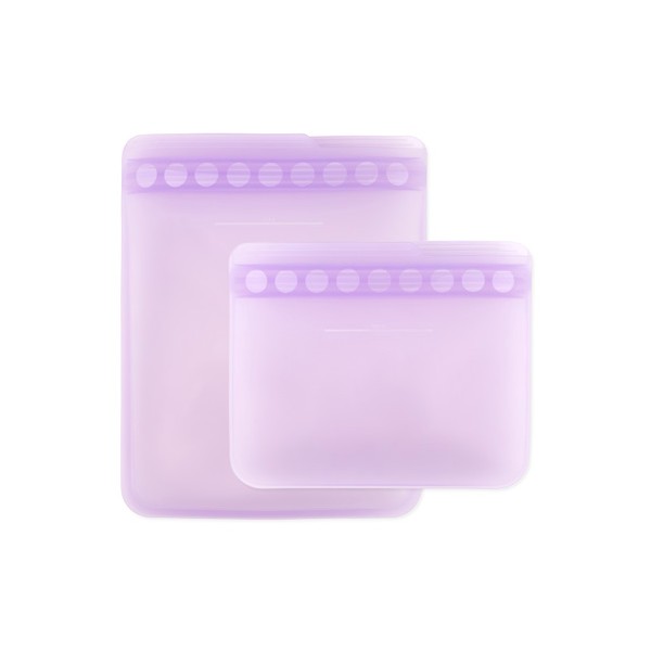 Bumkins Silicone Flat Reusable Bags 2pk - Lavender