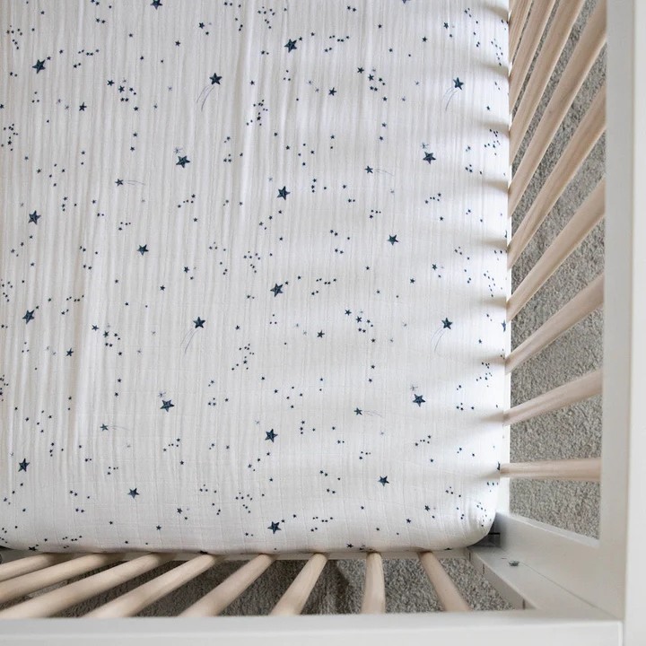 Muslin Fitted Cot Sheet - Shooting Stars