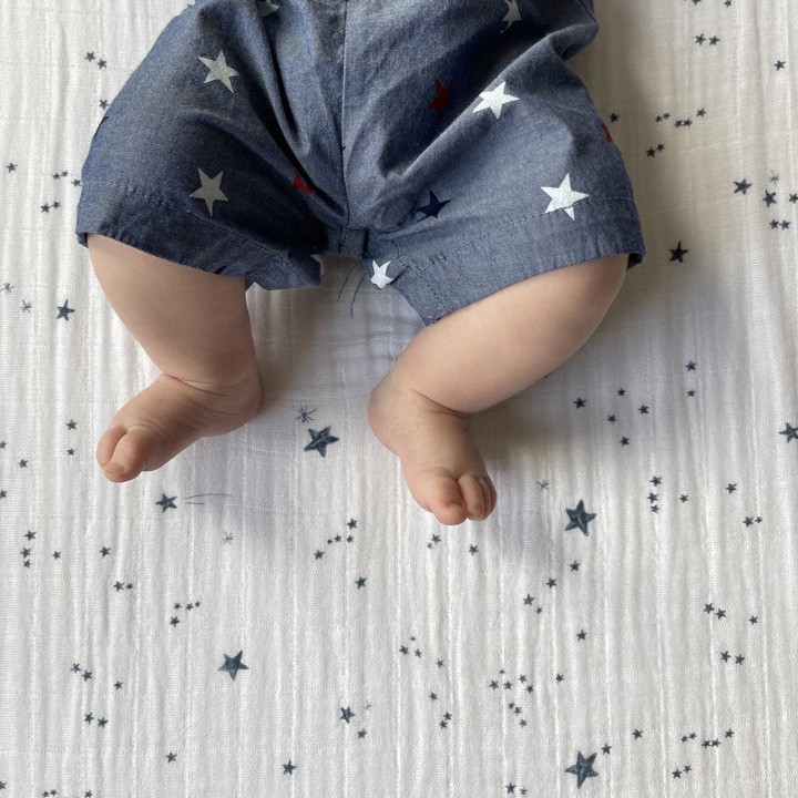 Muslin Fitted Cot Sheet - Shooting Stars