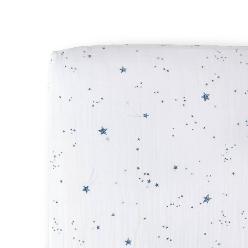 Muslin Fitted Cot Sheet - Shooting Stars