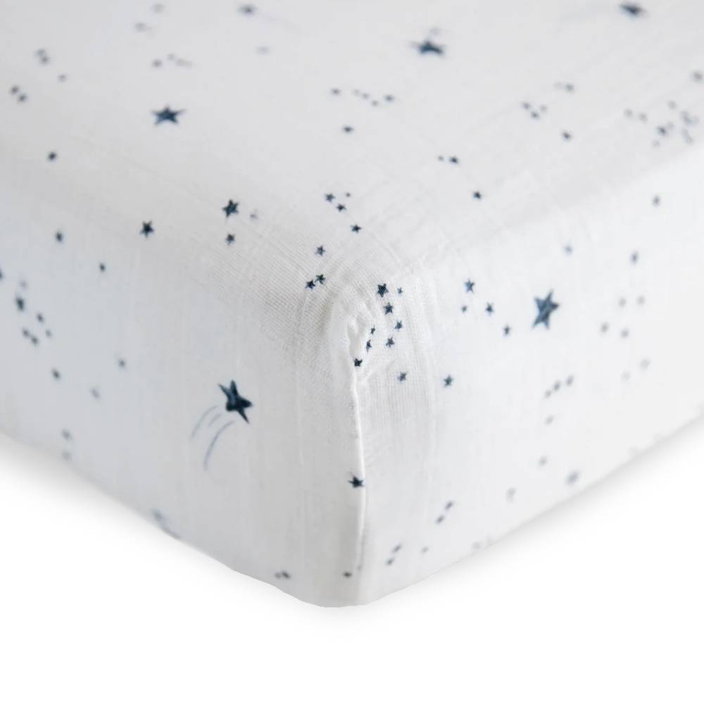 Muslin Fitted Cot Sheet - Shooting Stars