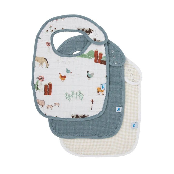 Muslin Classic Bib 3 Pack - Farmyard