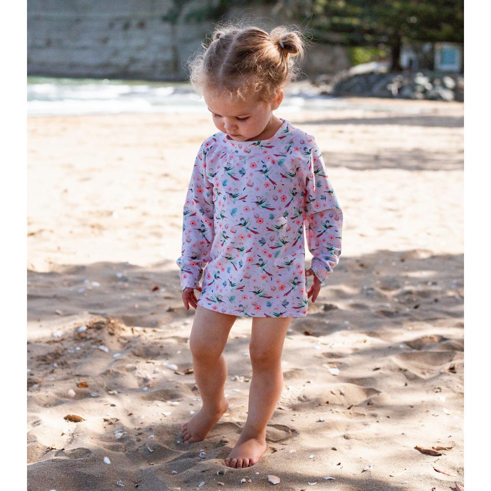 UPF50+ Swim Rash Vest - Pink Hummingbird