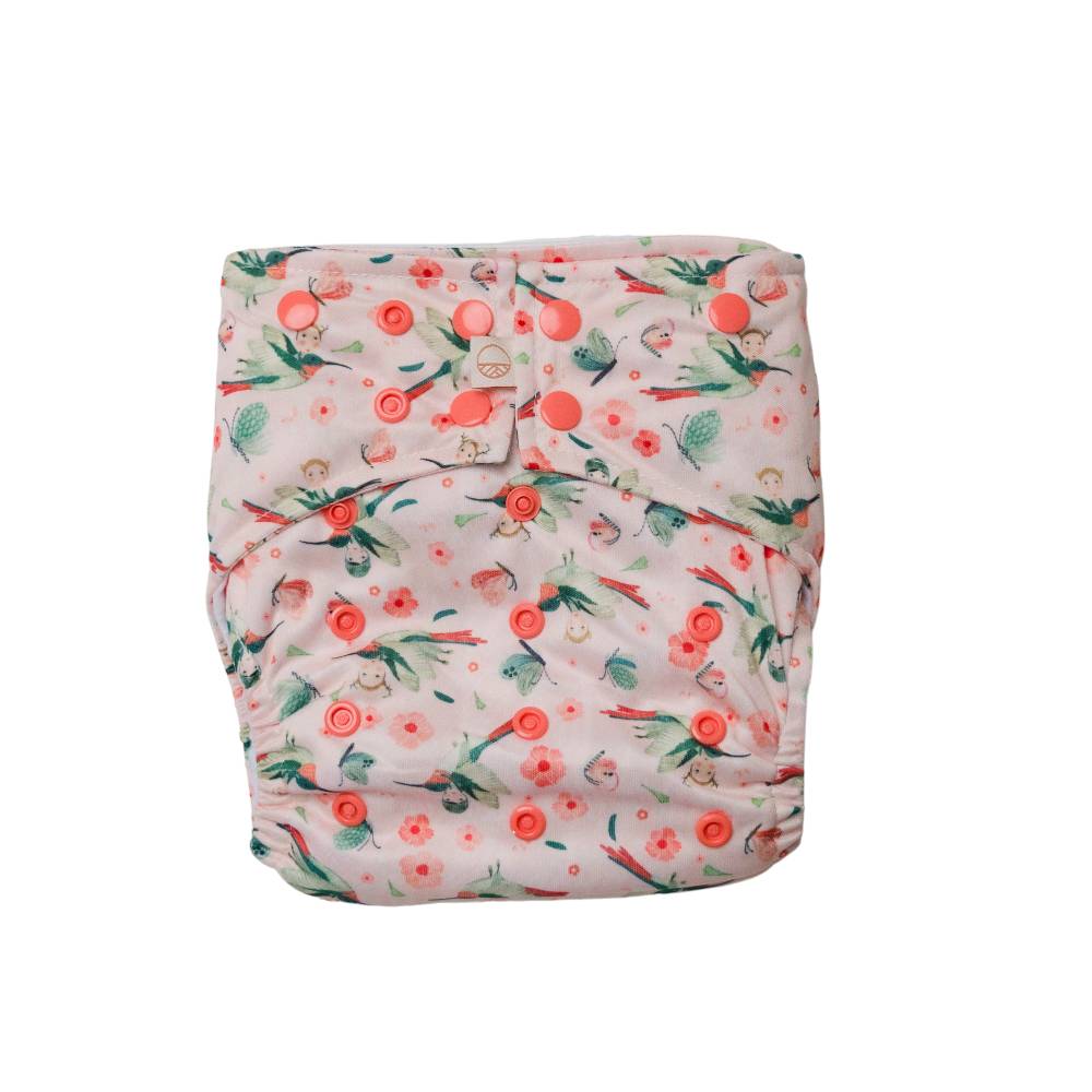 Nestling SNAP Nappy Cover - Pink Hummingbird