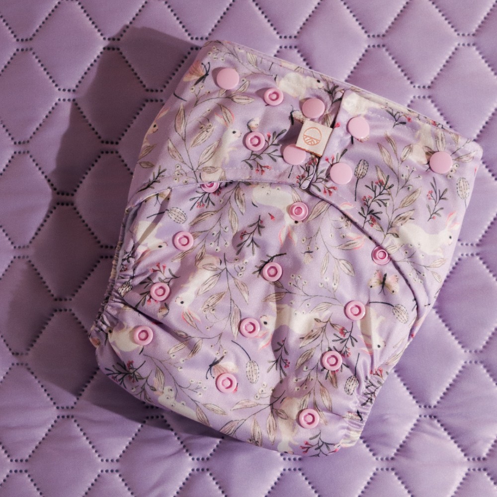 Nestling SNAP Nappy Complete - Lilac Bunnies