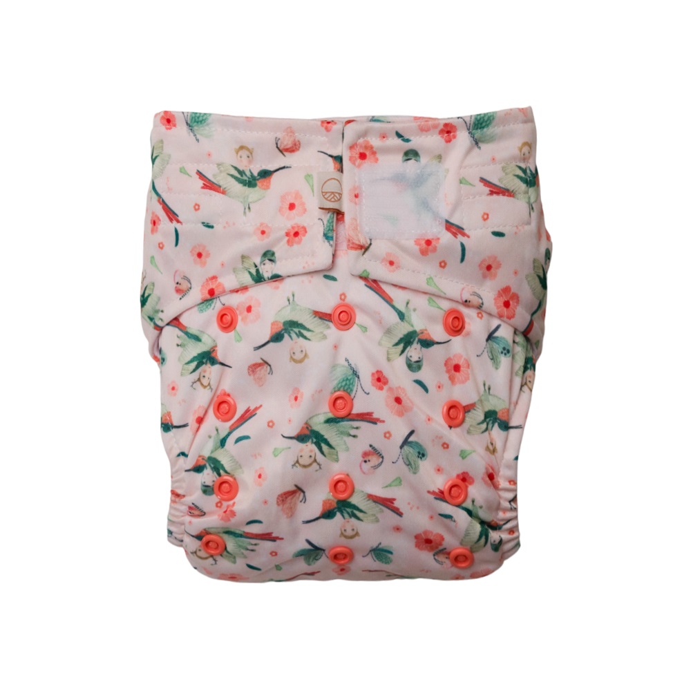 Nestling SIMPLE Nappy Cover - Pink Hummingbird