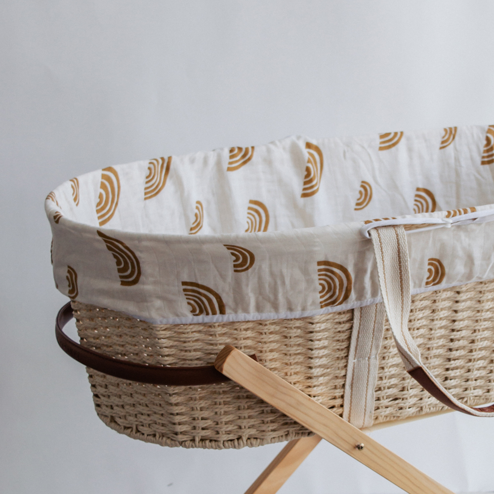 Nestling Moses Basket Muslin Liner - Rainbow