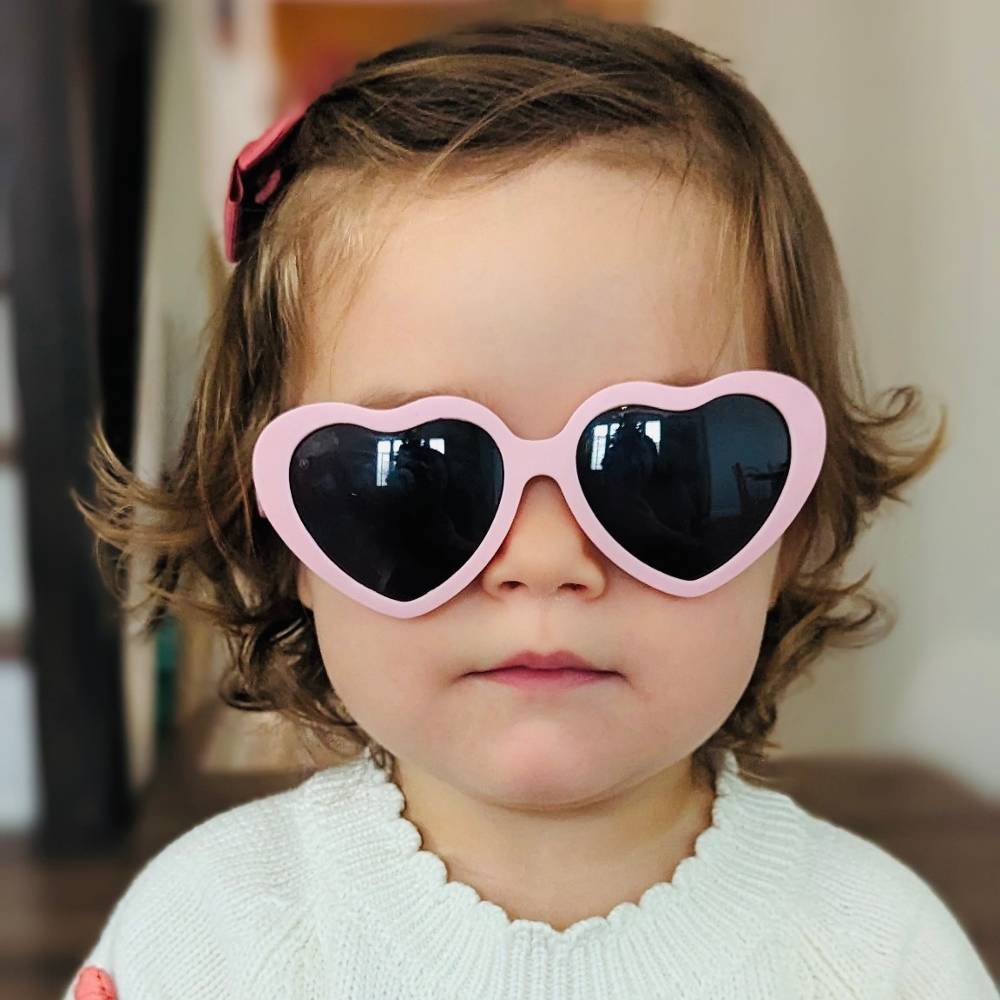 Hearts Shades w Grey Lens - Baby - Peach Topanga