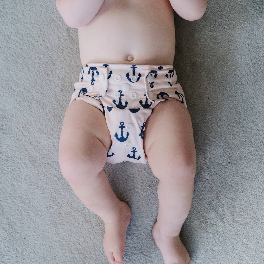 Sassy Snap Nappy with 2 Inserts - Anchors