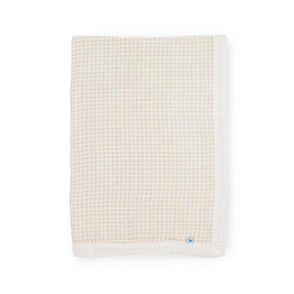 Cotton Muslin Baby Blanket - Tan Gingham