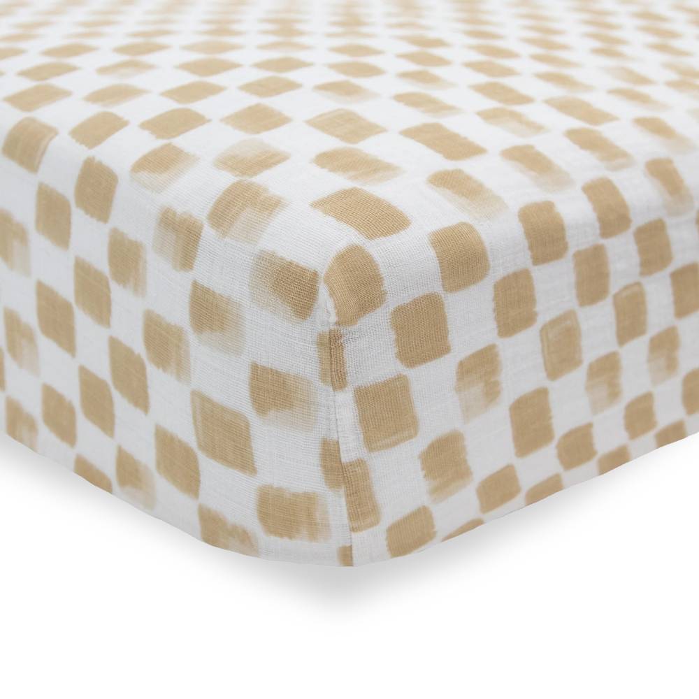 Muslin Fitted Cot Sheet - Adobe Checker