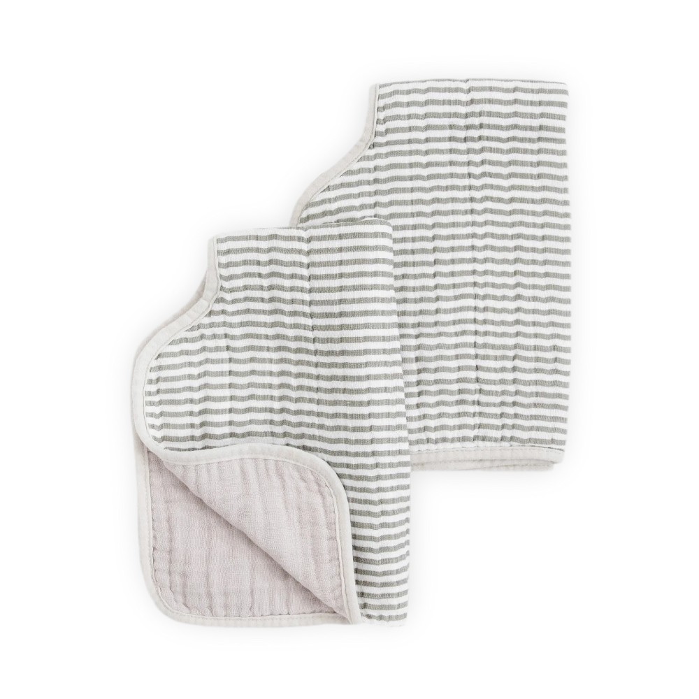Muslin Burp Cloth 2 Pack - Grey Stripe