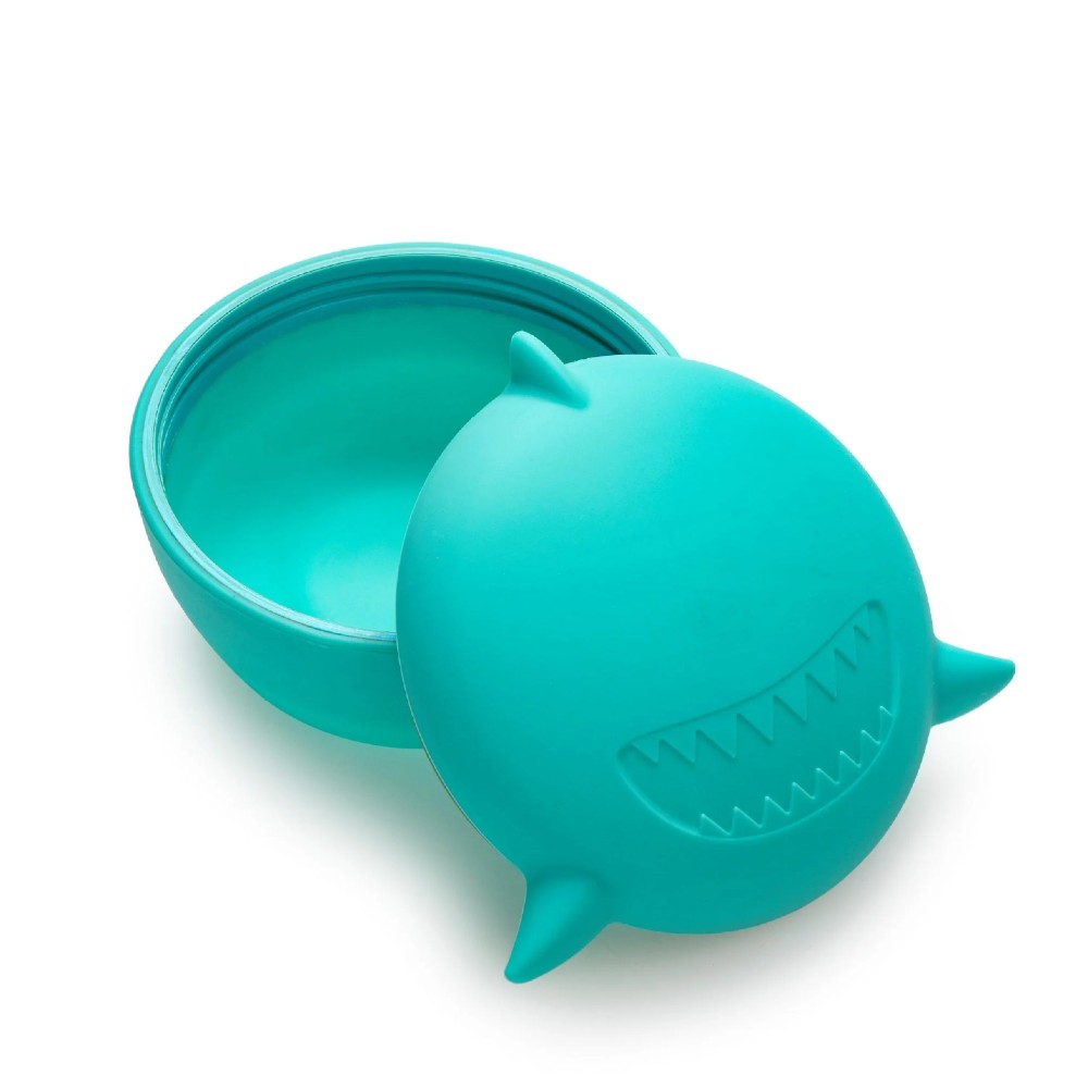Melii Silicone Animal Bowl with Lid & Utensils - Shark