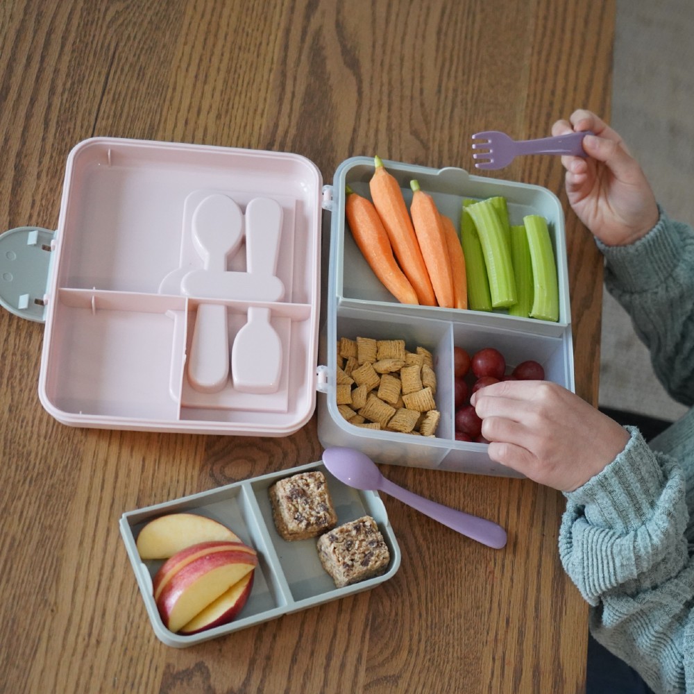 Melii 2 Tier Bento Box - Pink & Grey