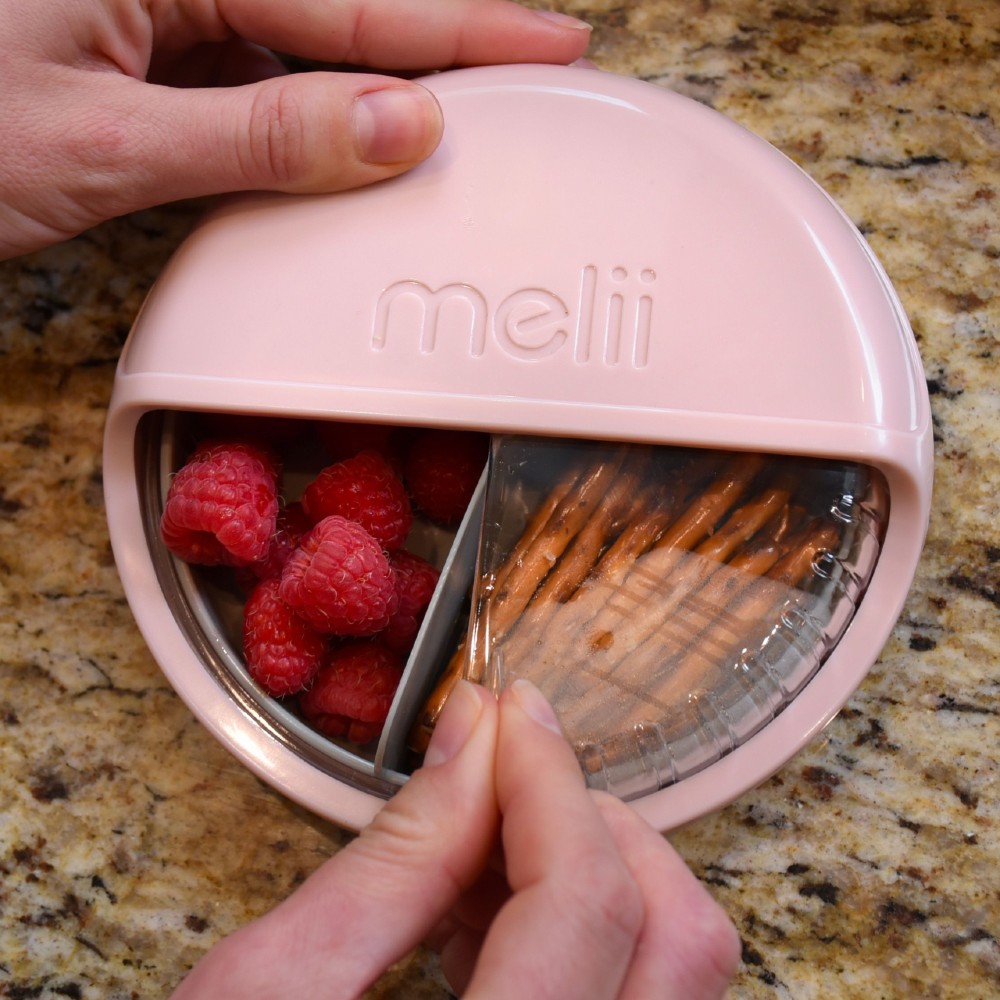 Melii Spin Snack Container - Pink & Grey