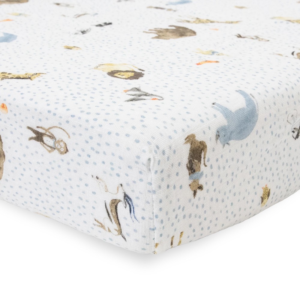 Muslin Fitted Cot Sheet - Party Animals
