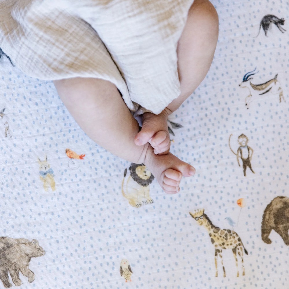 Muslin Fitted Cot Sheet - Party Animals