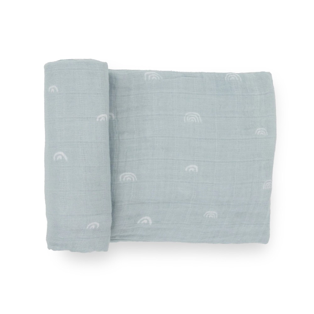 Single Cotton Muslin Swaddle - Blue Rainbow