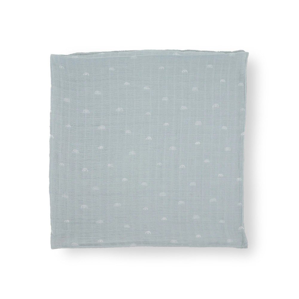 Single Cotton Muslin Swaddle - Blue Rainbow