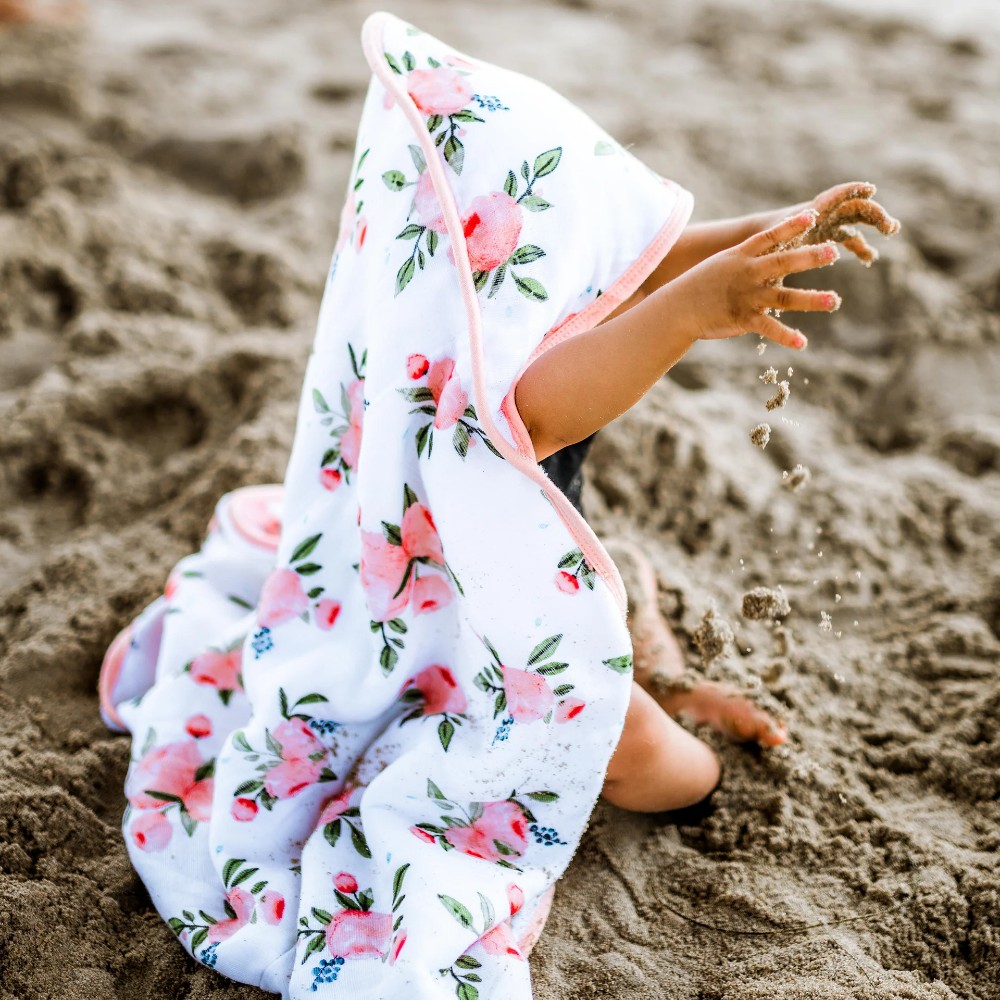 Little Unicorn Infant Hooded Bath Towel - Watercolour Roses