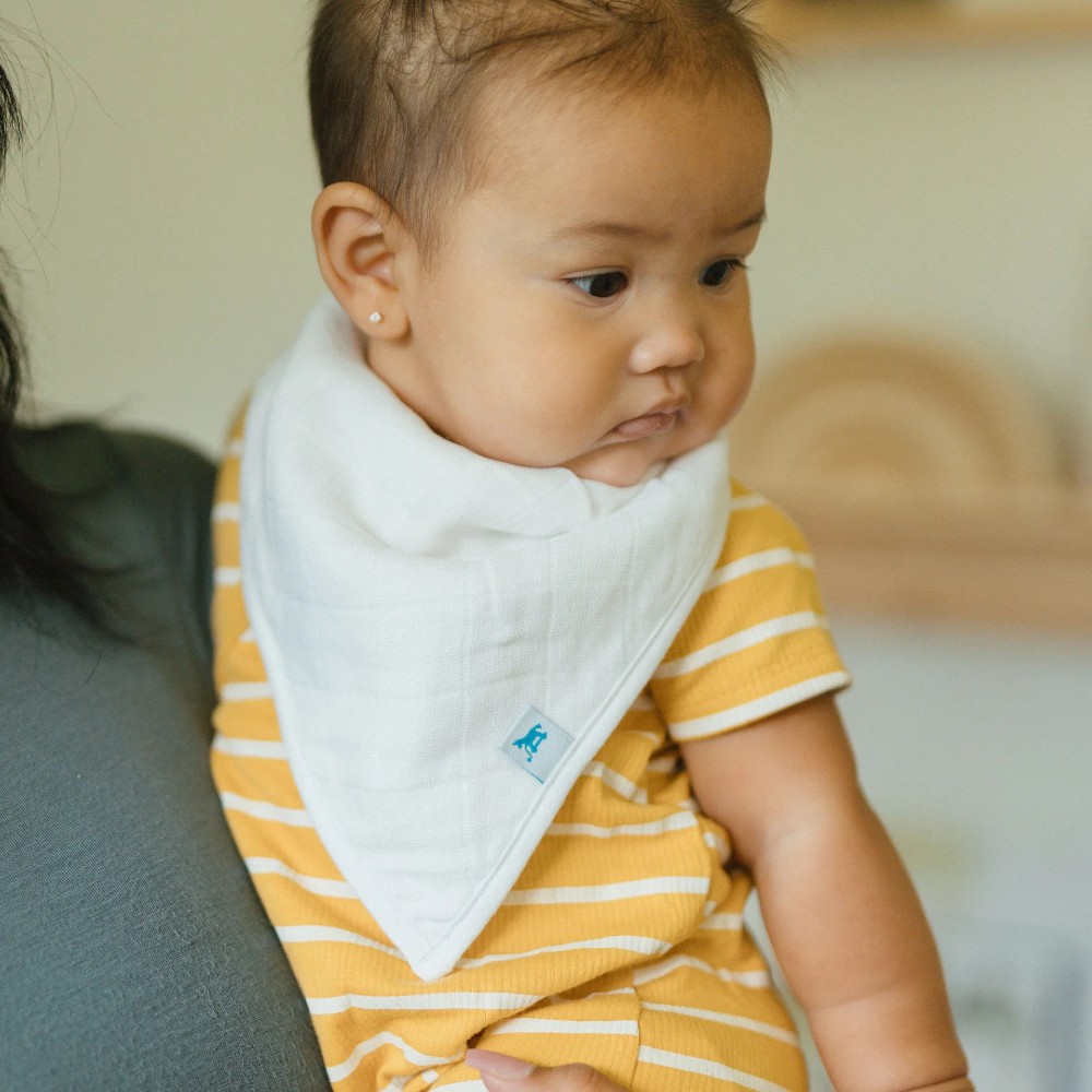 Cotton Muslin Fleece Bandana Bib - 4 Pack - Taupe Cross