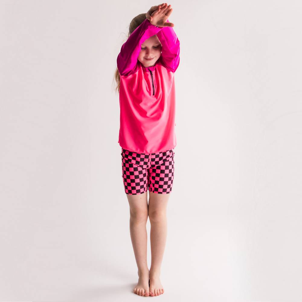 Neon by Nestling UPF50+ Swim Shorts - Neon Pink Check