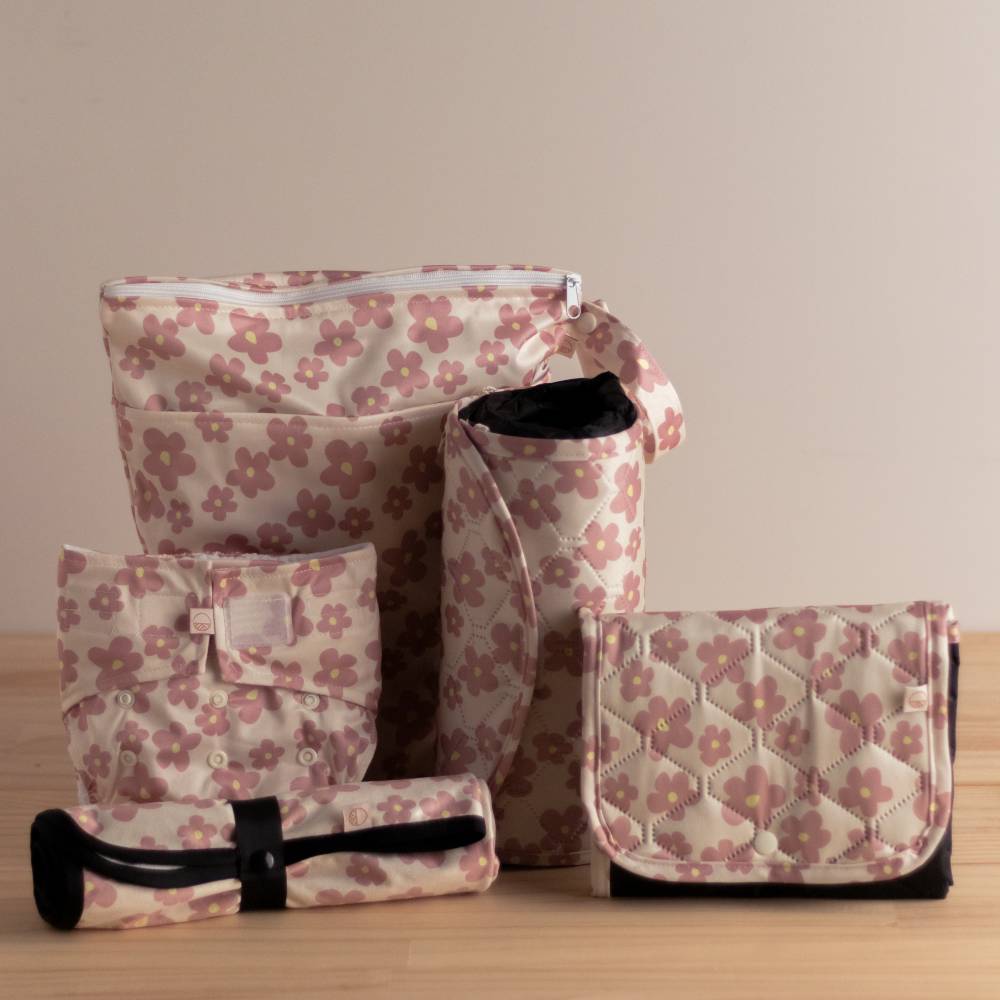 Nestling Double Pocket Wet Bag - Pink Ditsy
