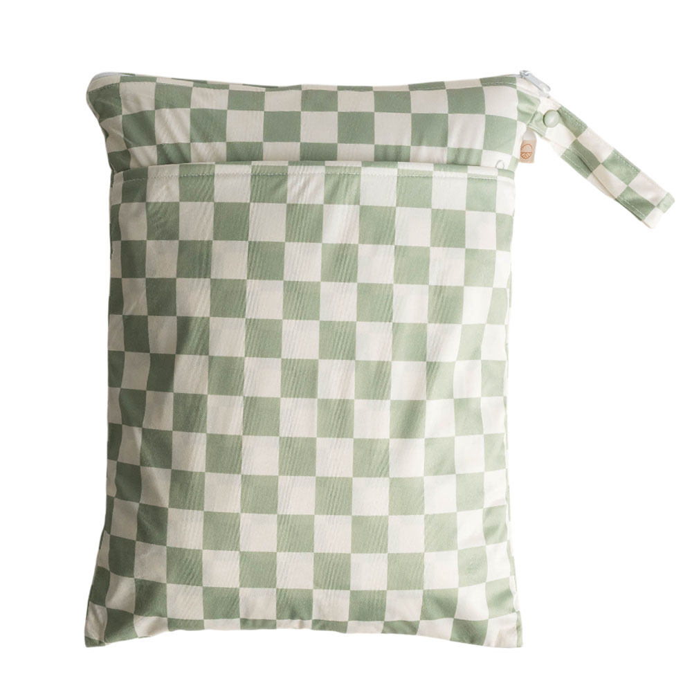 Nestling Double Pocket Wet Bag - Moss Check